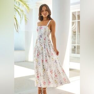 HELLO MOLLY WHIMSICAL CHARM MAXI DRESS PRINT 6 Floral Print Embroidered  Cotton